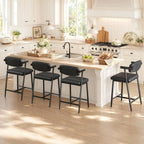 Upholstered Counter Height Bar Stools with Arms, Wide Seats & Metal Frames