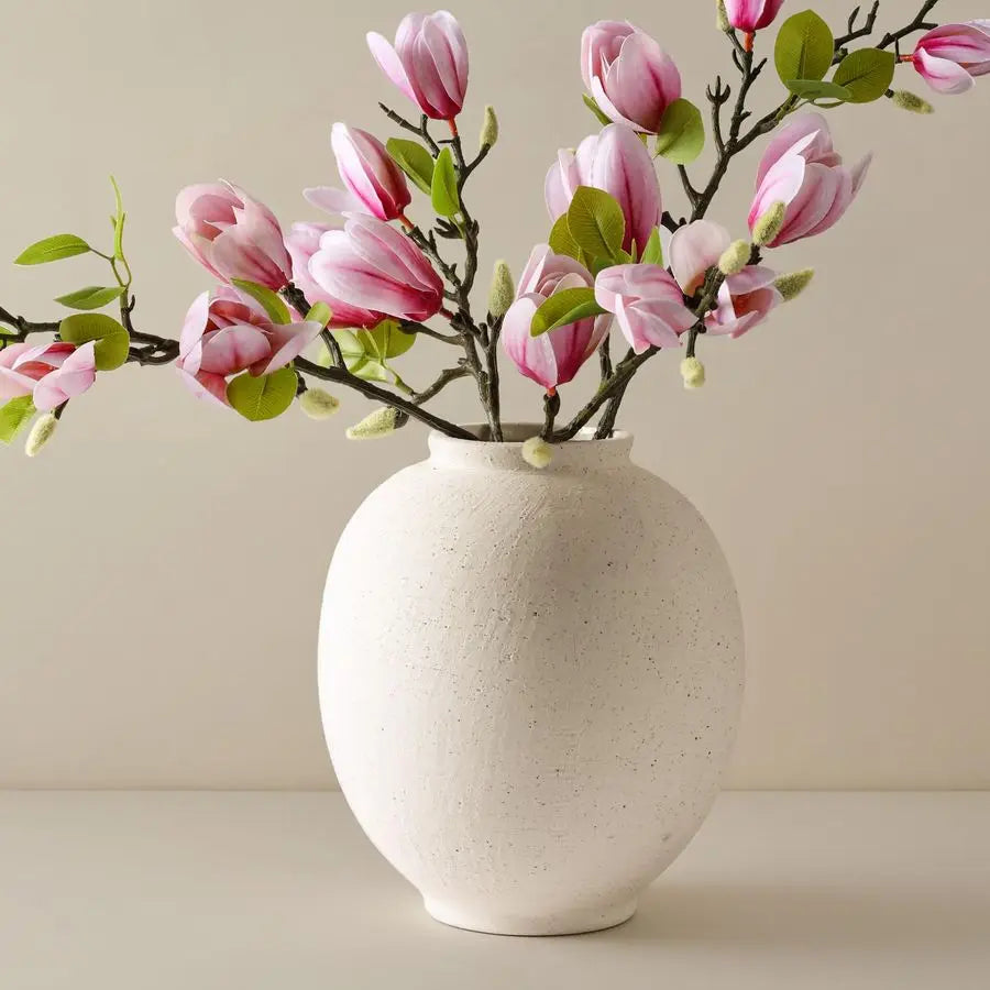 Willow Creek Rustic White Ceramic Flower Vase