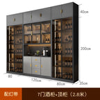 Luxury Wooden Wine Display Cabinet with Tempered Glass Doors & 5-Tier Storage