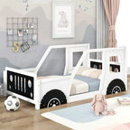 Twin Car-Shaped Platform Bed with Guardrails