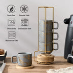 Bella Casa Stackable Espresso Cup Set with Metal Stand