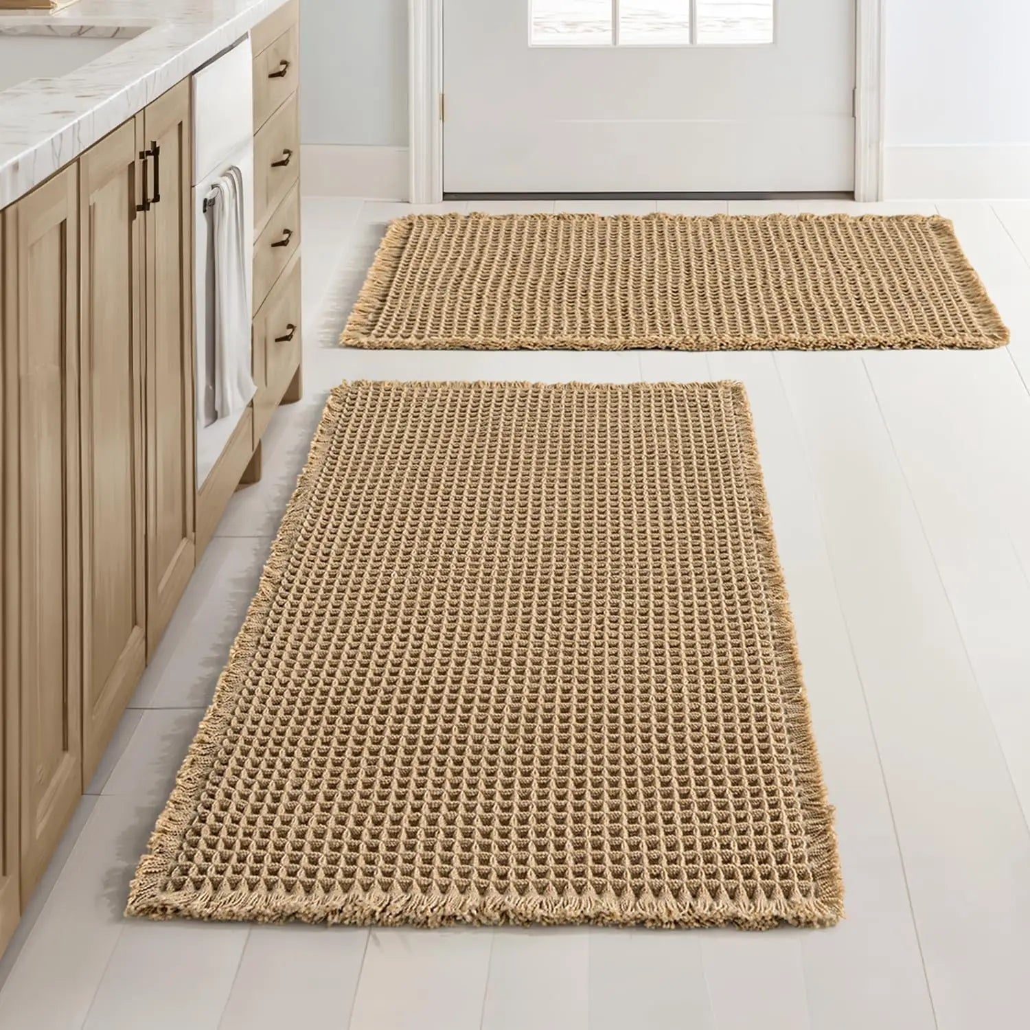 Haven Waffle Tassel Bath Rug Set