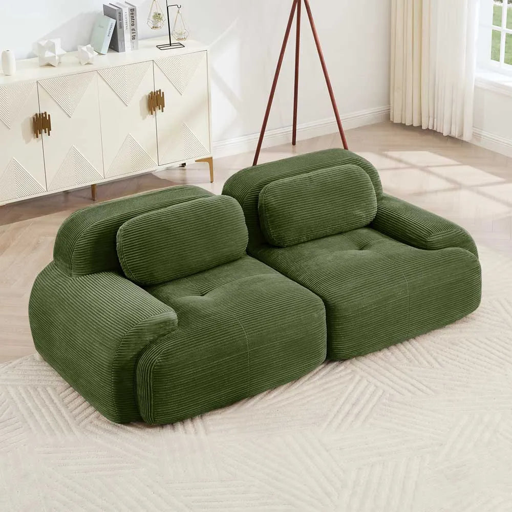 Lounge 82" Corduroy Modular Loveseat – Curved 2-Seat Cloud Sofa
