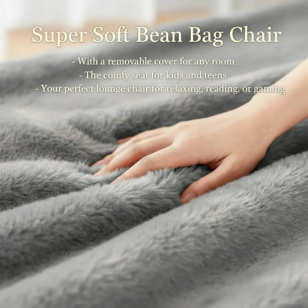 CloudNest Faux Fur Bean Bag Lounge Chair Cover
