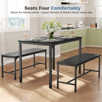 3-Piece Space-Saving Dining Table & Bench Set
