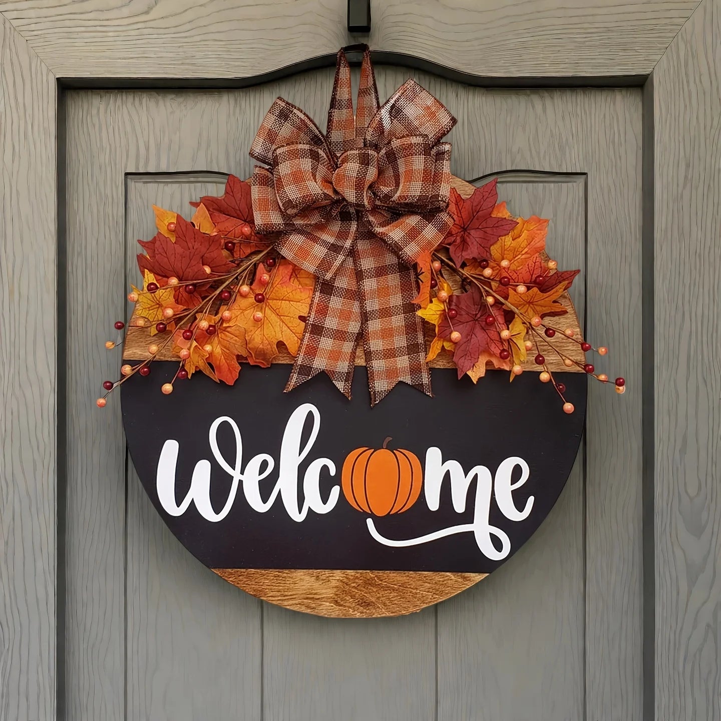Fall Pumpkin Welcome Door Hanger – Autumn Front Door & Porch Décor