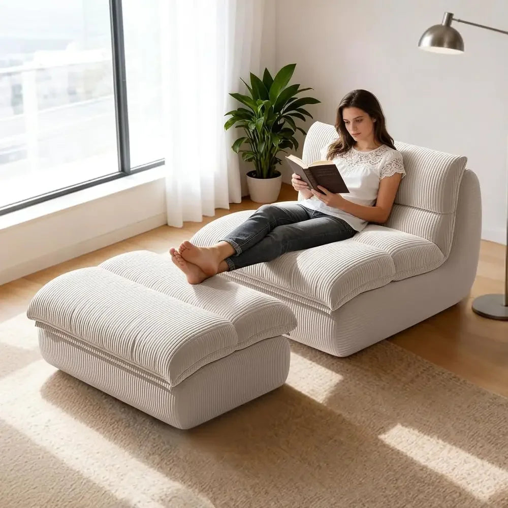 CloudNest Bean Bag Lounge Chair with Ottoman