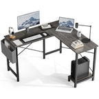 L-Shaped Corner Computer Desk with CPU Shelf & Side Storage
