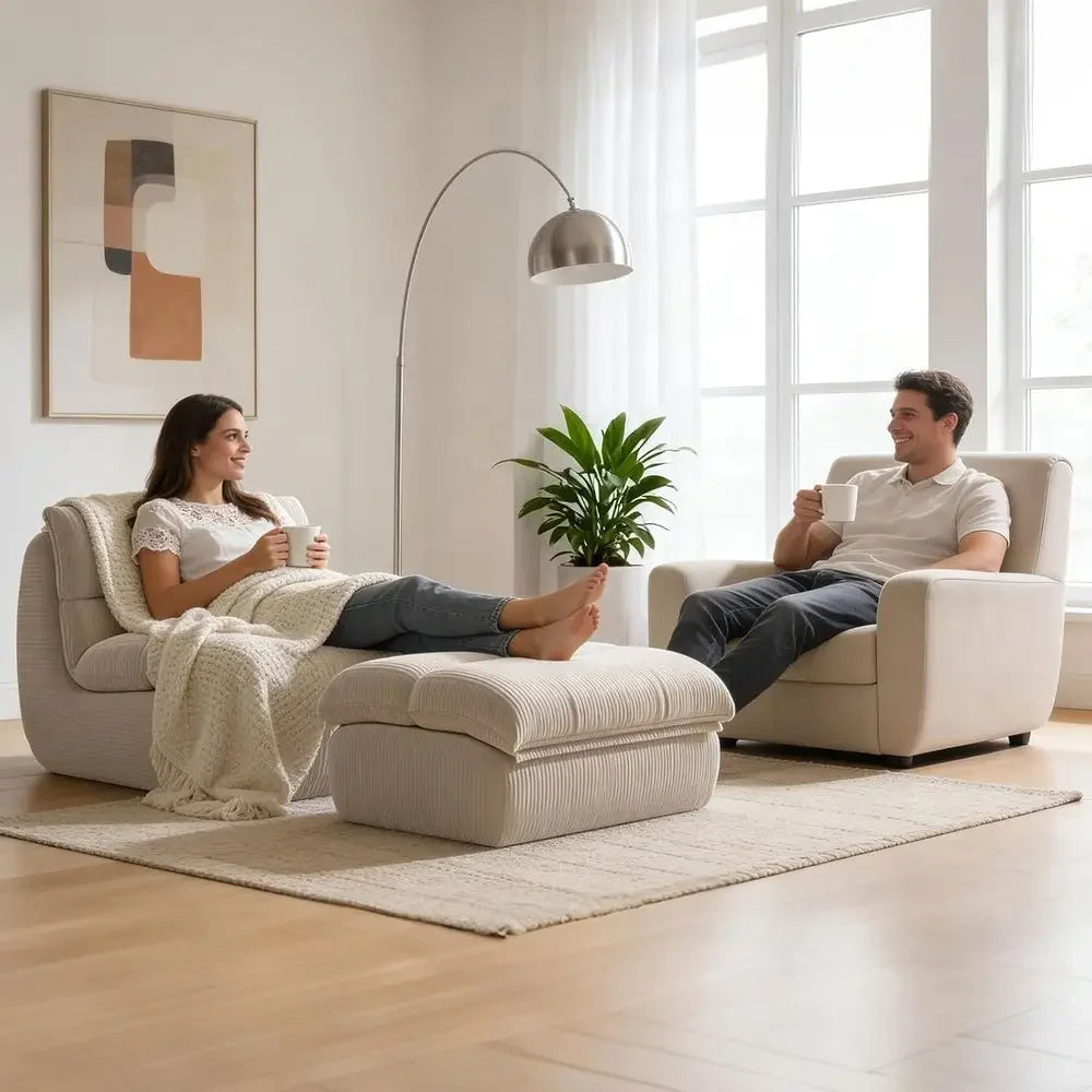 CloudNest Bean Bag Lounge Chair with Ottoman