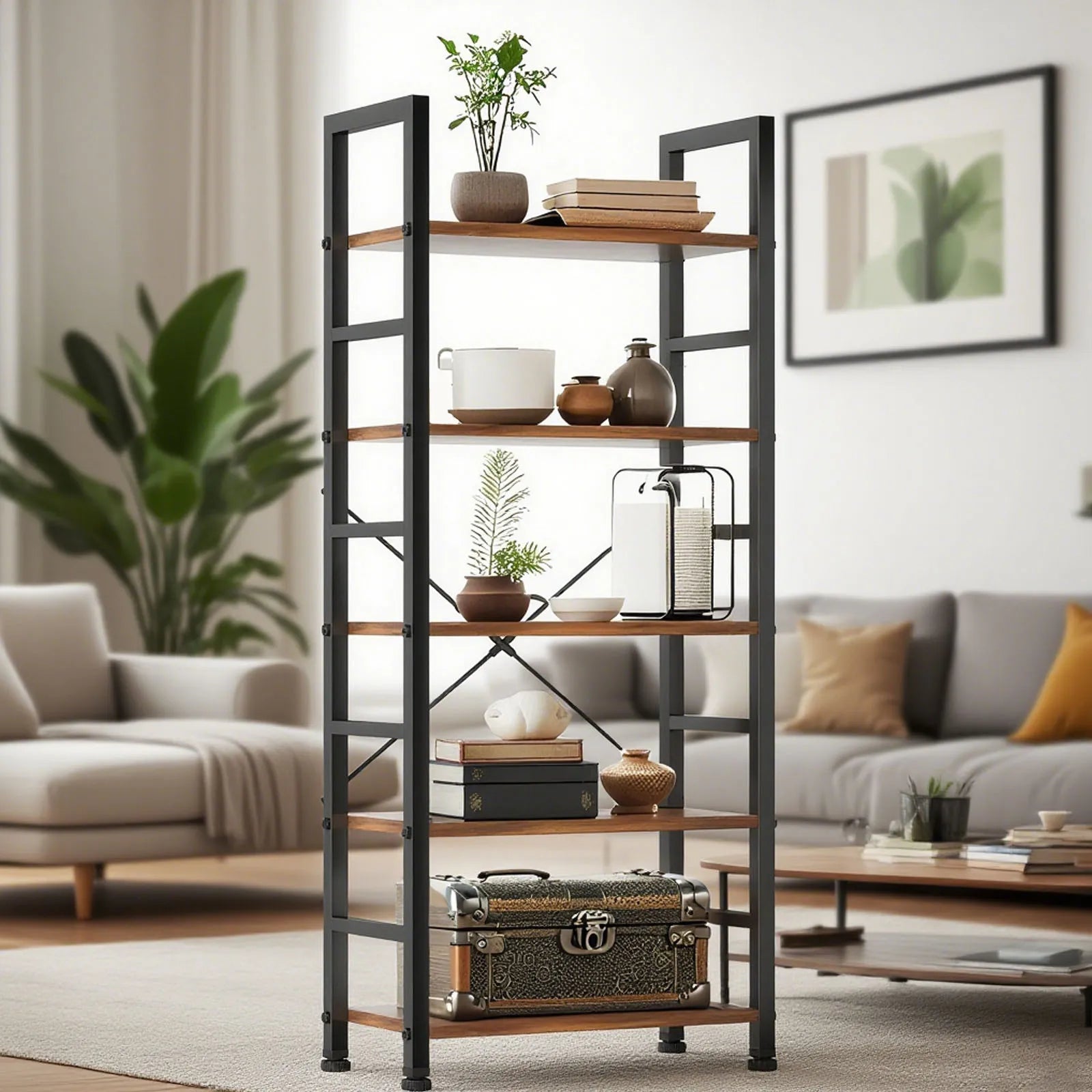 Heritage Loft 5-Tier Industrial Bookshelf & Storage Organizer