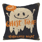 Halloween Pumpkin & Ghost Throw Pillow Cover – Spooky Fall Sofa Décor
