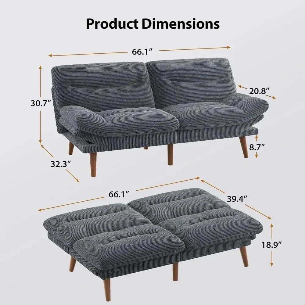 FlexLounge Corduroy Convertible Sleeper Sofa