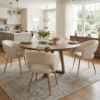 Luxe Haven Cream Faux Leather Dining Chairs with Gold Legs