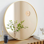 Golden Crest Round Wall Mirror