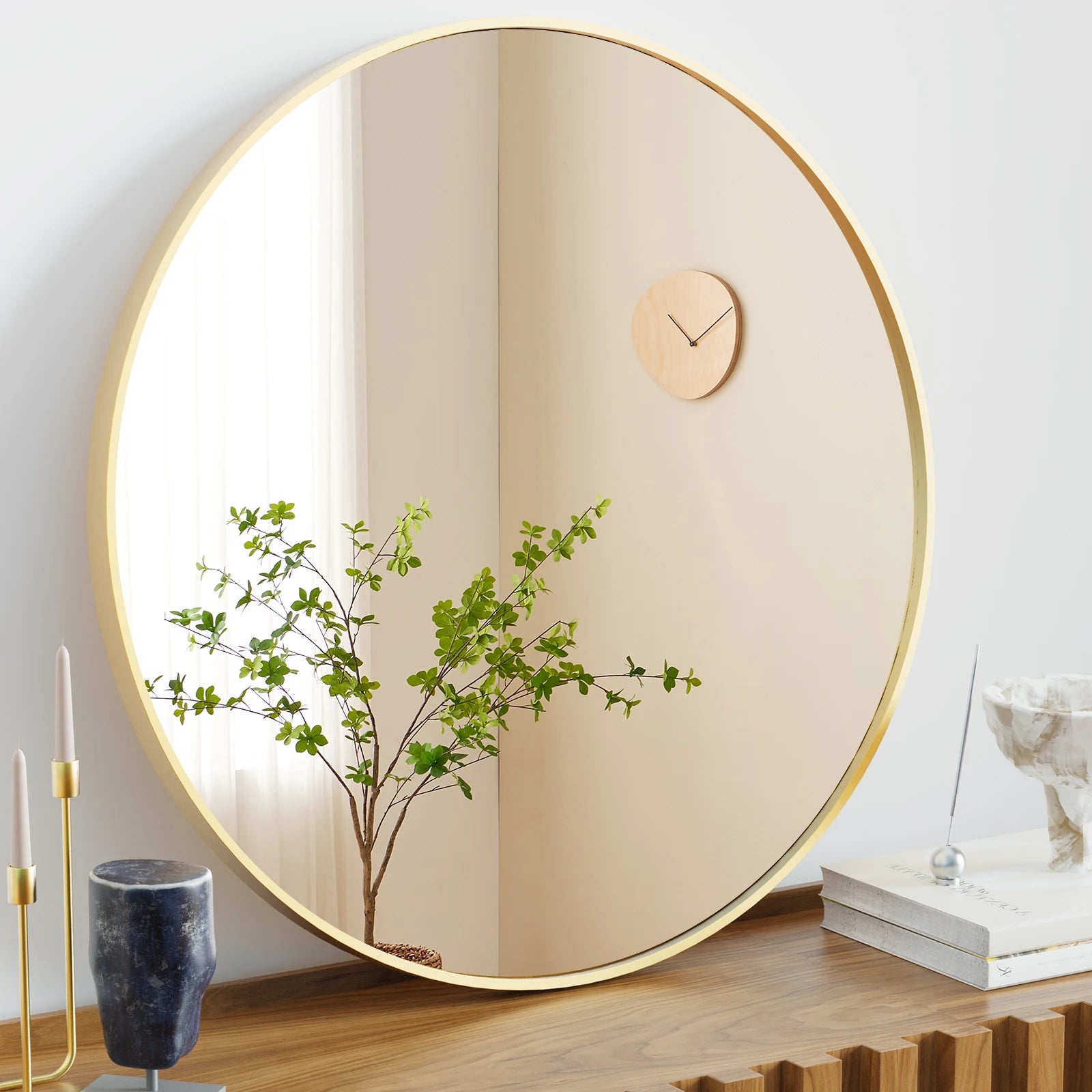 Golden Crest Round Wall Mirror