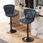 Set of 2 Modern Swivel Bar Stools, Adjustable Faux Leather Upholstered Counter Height Bar Chairs, Custom