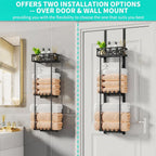 HavenHarbor Over-the-Door & Wall-Mounted Towel Rack with Storage Shelf