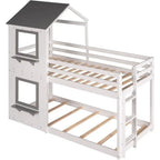White Twin Over Twin Cottage House Bunk Bed