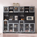 Coffee Bar & Pantry Cabinet with Wine Storage, LED Lights & Charging Station
