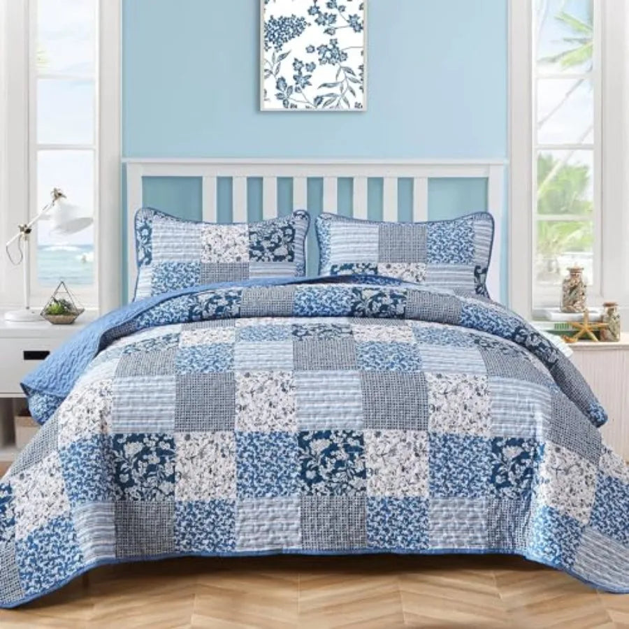 Haven Meadow Boho Floral Quilt Set – 3 Piece