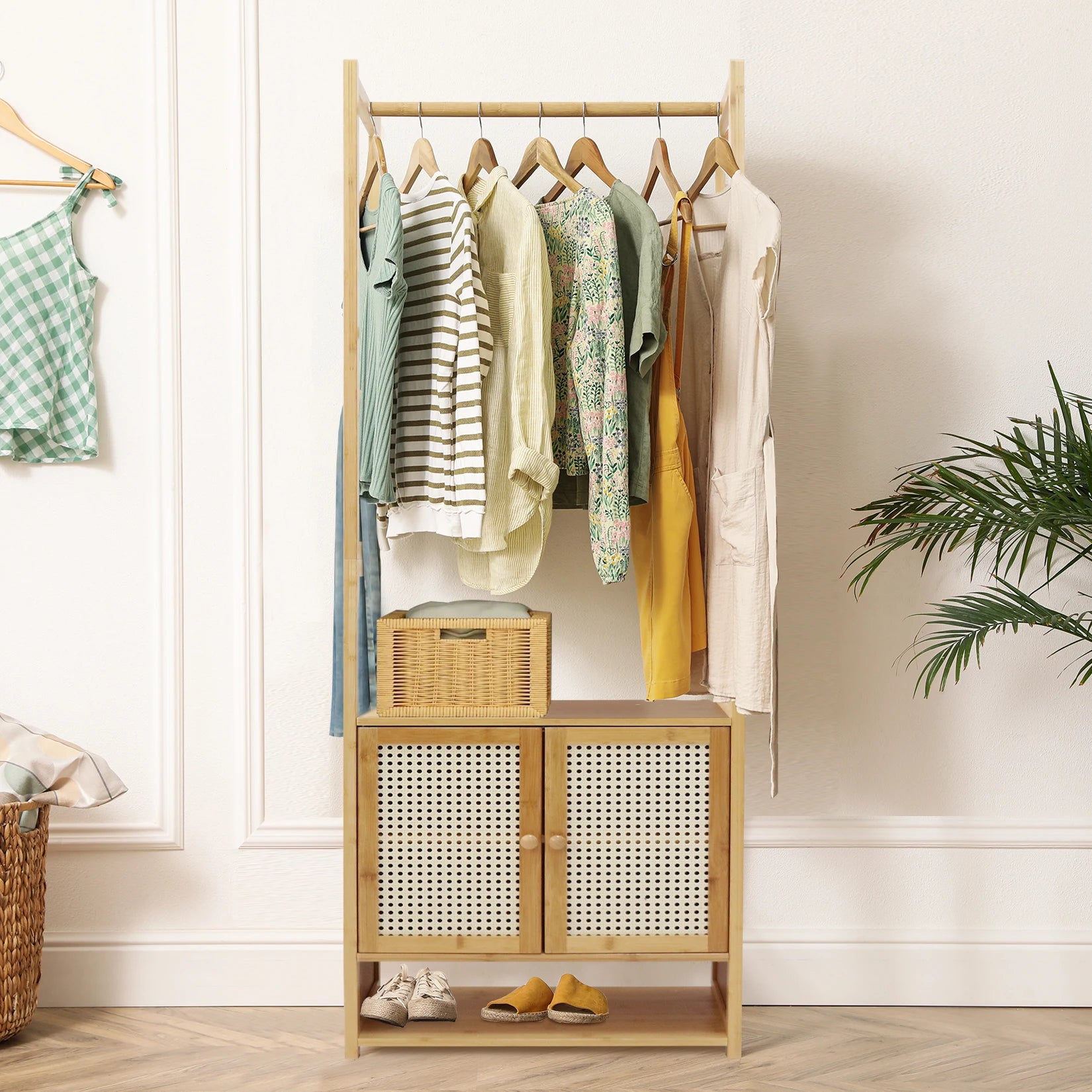Haven Ridge Bamboo Garment Rack with Storage Cabinet