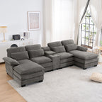 Cloudhaven U-Shaped Chenille Sectional Sofa with Storage – 124 Inch