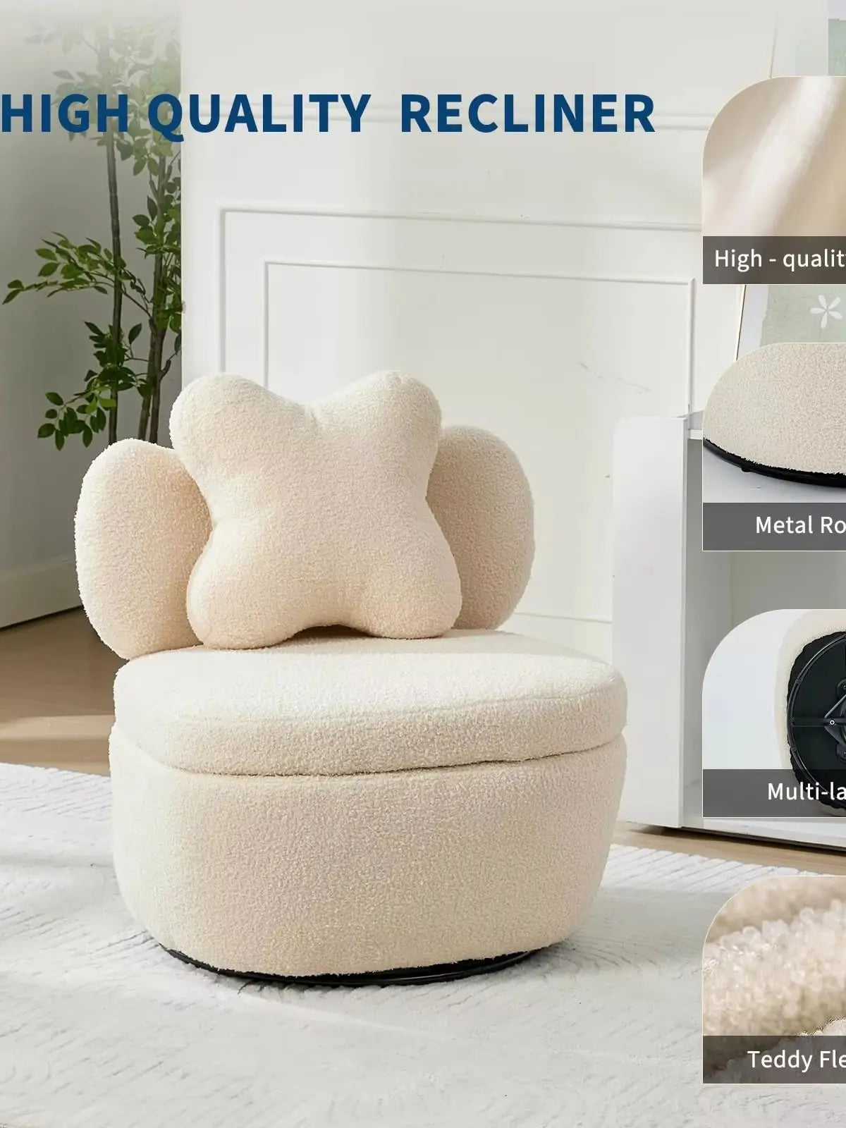 Cozy Curve Swivel Accent Chair with Hidden Storage
