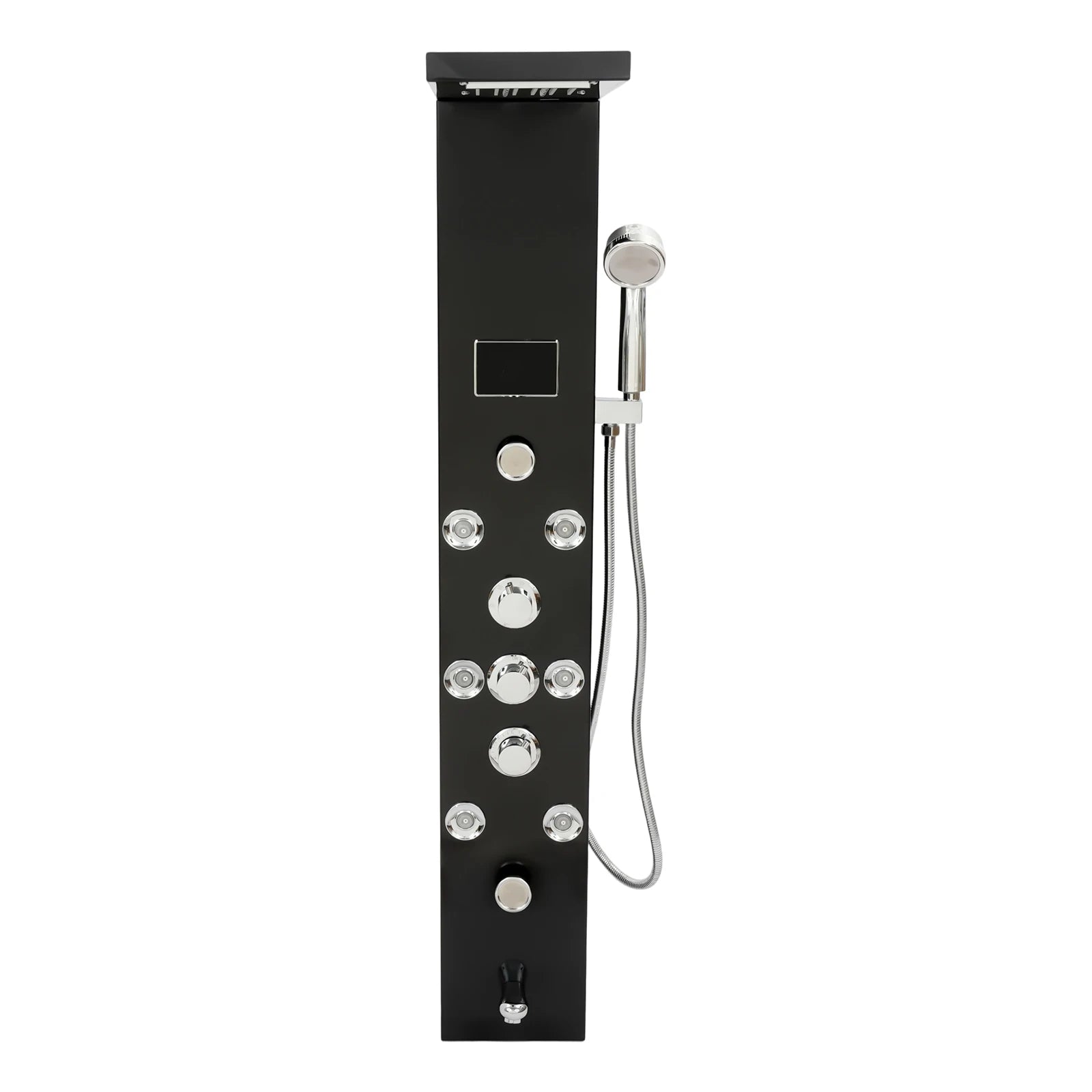 6-Function LED Shower Panel Tower with 8 Massage Jets – Black