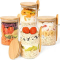 PurePantry 4-Piece Glass Food Storage Jar Set with Bamboo Lids & Spoons