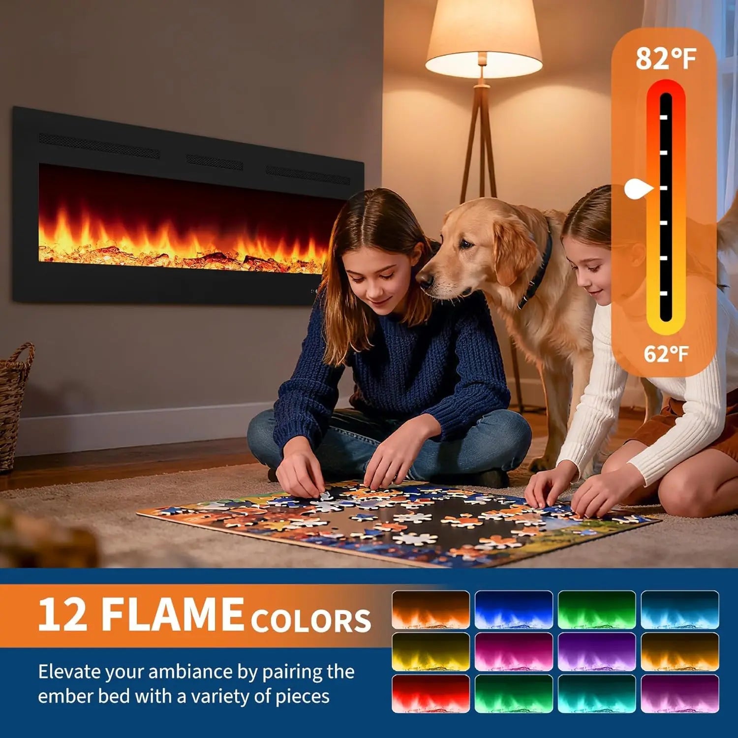 Aurora Flame 50-Inch 3D Electric Fireplace