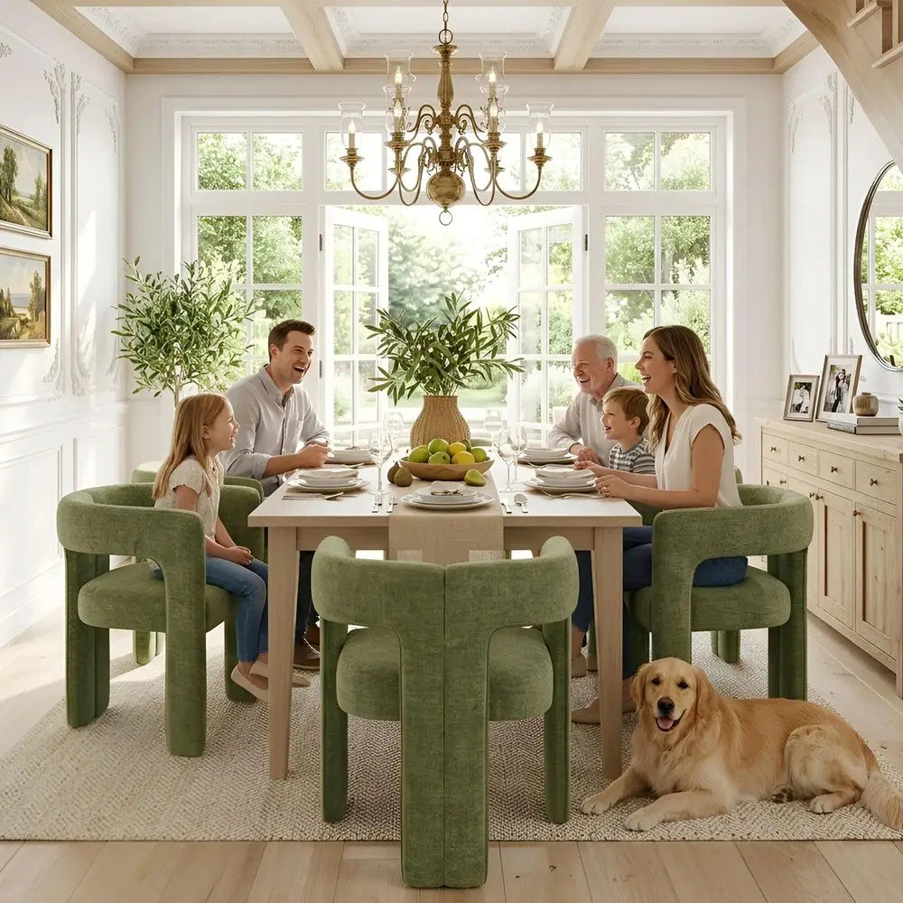 Emerald Grove Chenille Barrel Dining Chairs