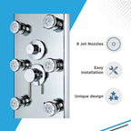 Aluminum Shower Panel Tower with Rainfall Head & 8 Massage Jets