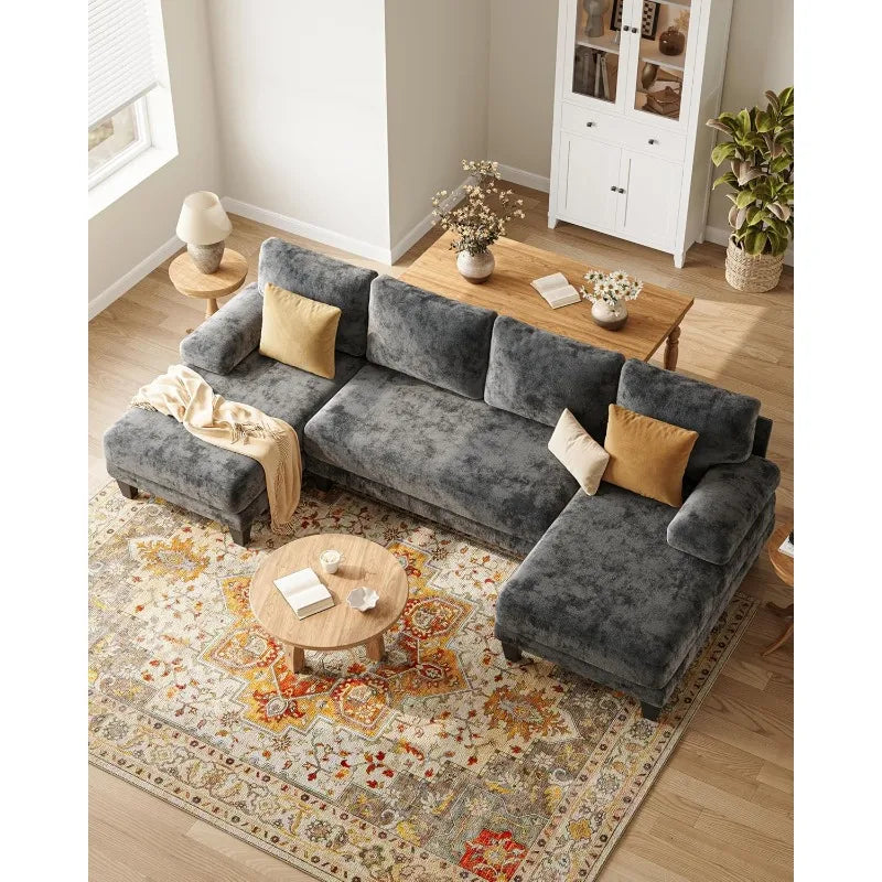 Haven Ashford U-Shaped Sectional Sofa with Double Chaise – Dark Grey