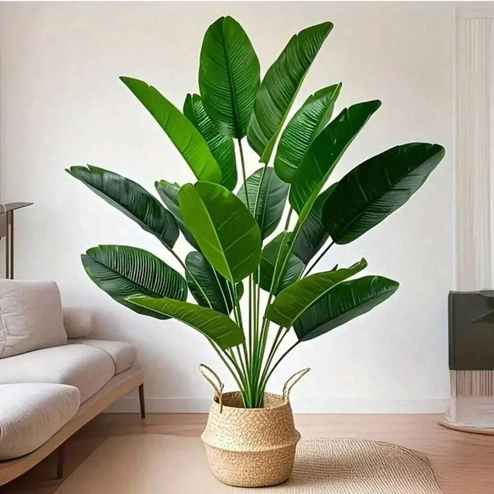 Tropical Oasis Faux Banana Palm Tree – 18 Leaf Artificial Floor Plant