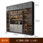 Luxury Wooden Wine Display Cabinet with Tempered Glass Doors & 5-Tier Storage