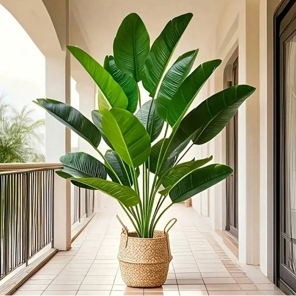 Tropical Oasis Faux Banana Palm Tree – 18 Leaf Artificial Floor Plant