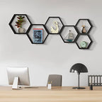 Heritage Hexagon Floating Wall Shelves – Set of 6 Honeycomb Shelves