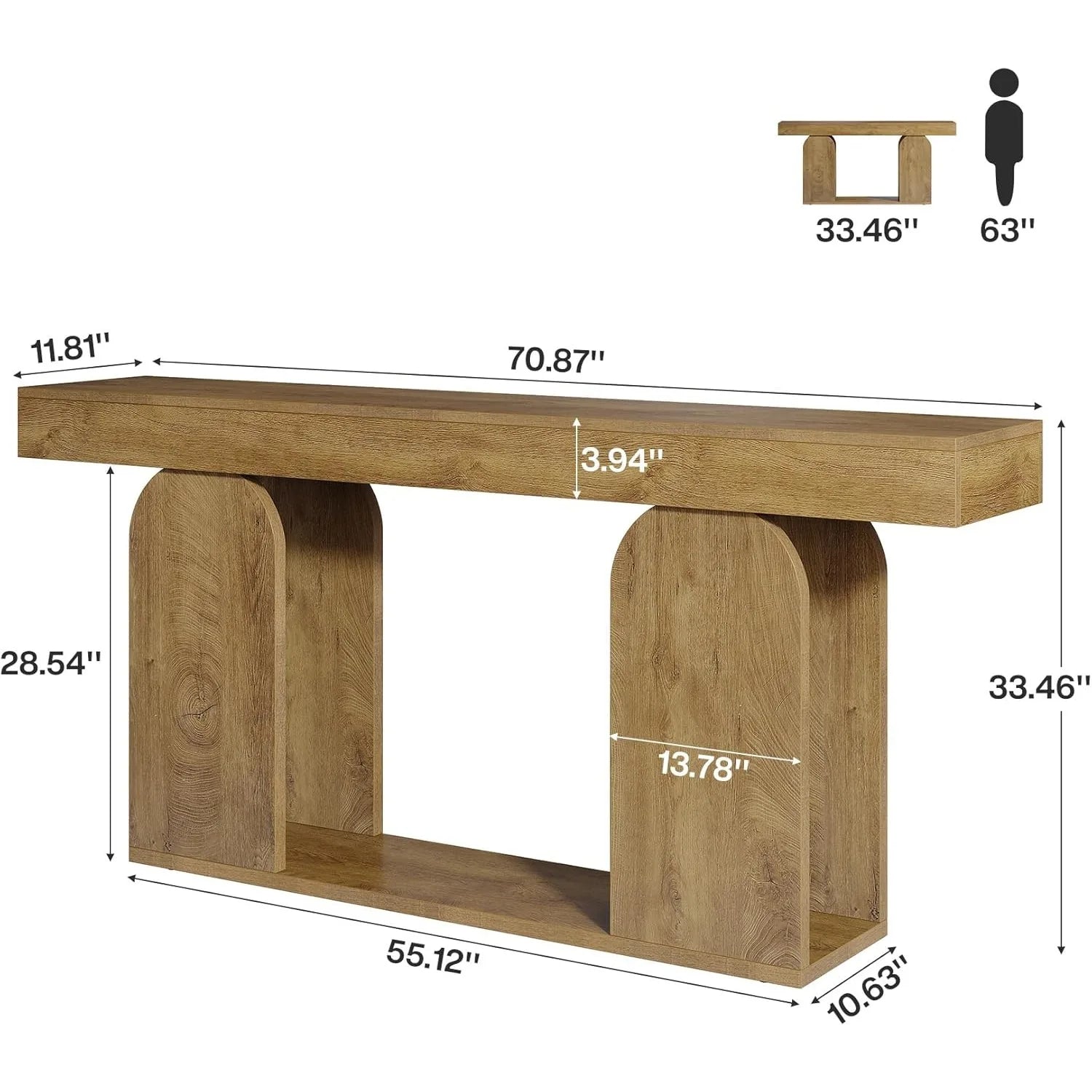 Haven Ridge Farmhouse Console Table with Storage Shelves