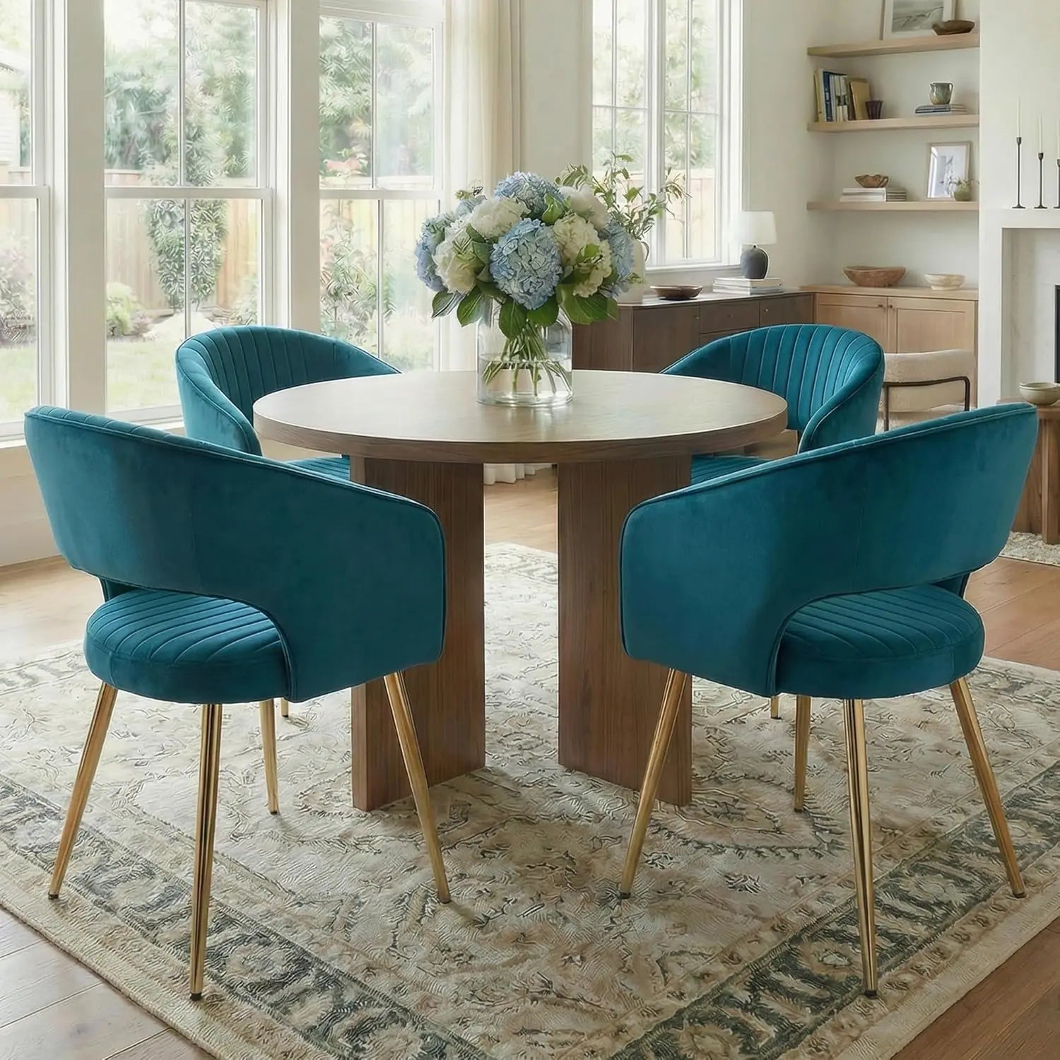 Luxe Haven Cream Faux Leather Dining Chairs with Gold Legs