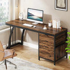 Industrial Computer Desk with 3 Reversible Drawers