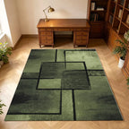 Green Abstract Geometric Area Rug