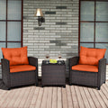 HavenHarbor 3-Piece Wicker Patio Conversation Set with Cushions & Glass Coffee Table