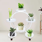 HavenHarbor 6-Pot Rolling Metal Plant Stand – Indoor & Outdoor Multi-Tier Flower Display Rack