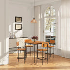5 Piece Dining Table Set with 4 Chairs, Industrial Space Saving Kitchen Dinette for Apartment, Brown