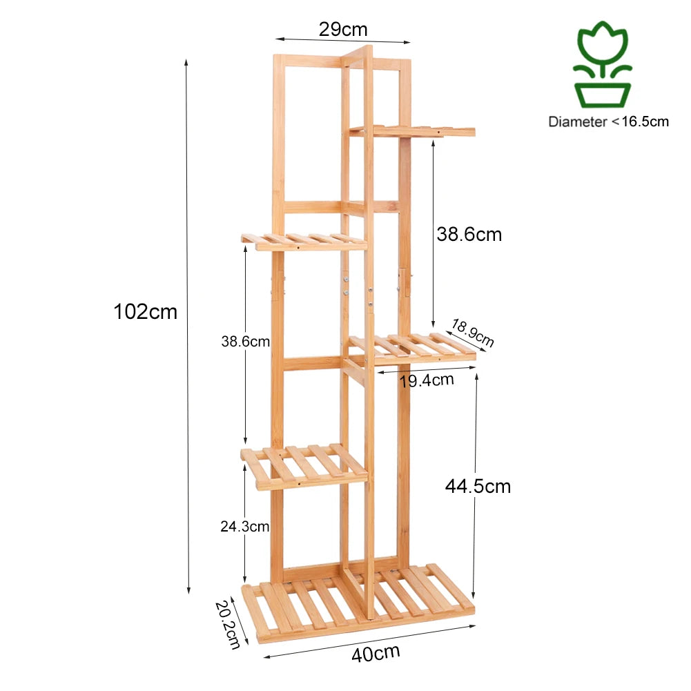 Vertical Bamboo Plant Stand – 5/6 Tier Indoor & Outdoor Display Shelf