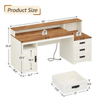 Heritage Farmhouse 65" Executive Computer Desk with Storage & Power Station