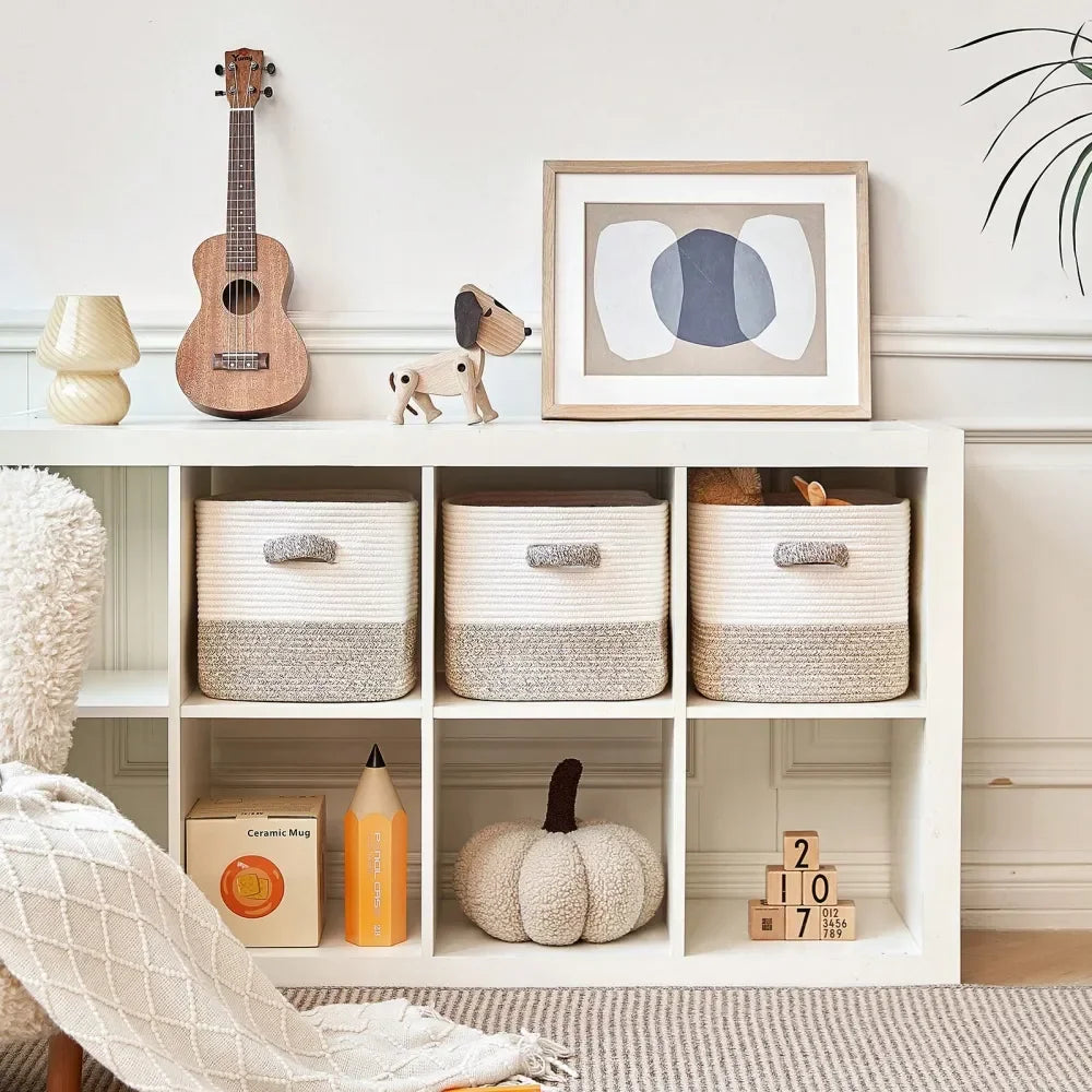Willow Haven Foldable Woven Storage Cube Baskets – Set of 3