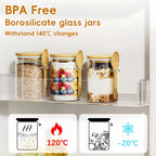 PurePantry 4-Piece Glass Food Storage Jar Set with Bamboo Lids & Spoons