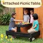 Modern Wooden Outdoor Playhouse with Play Kitchen & Activity Table