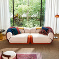 Oversized Curved Chenille Floor Sofa with Boho Pillows